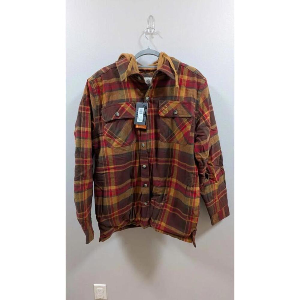 Legendary Whitetails Hooded Flannel Jacket - Men's Medium - Maple Plaid Pattern